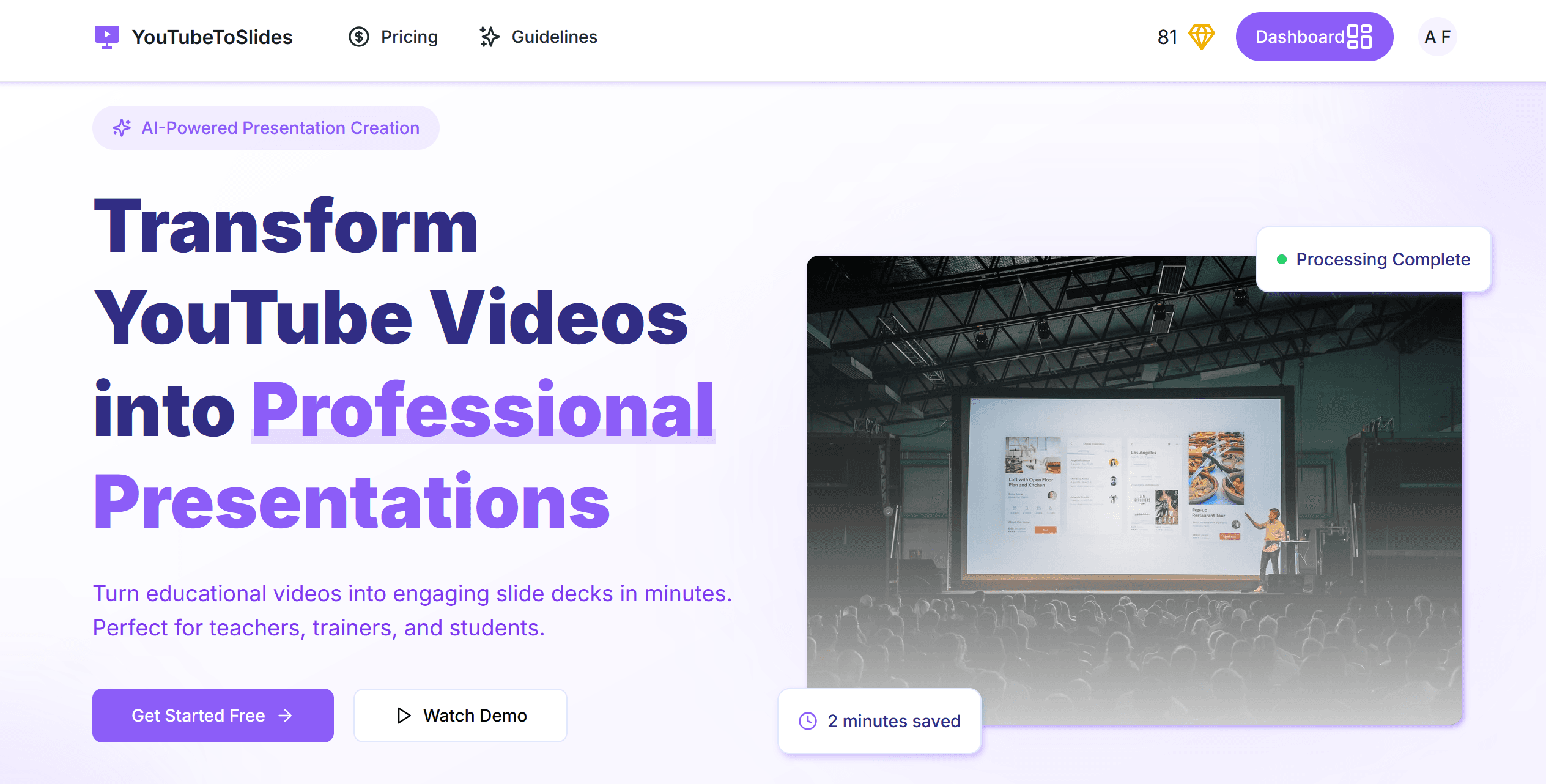 YouTubeToSlides screenshot