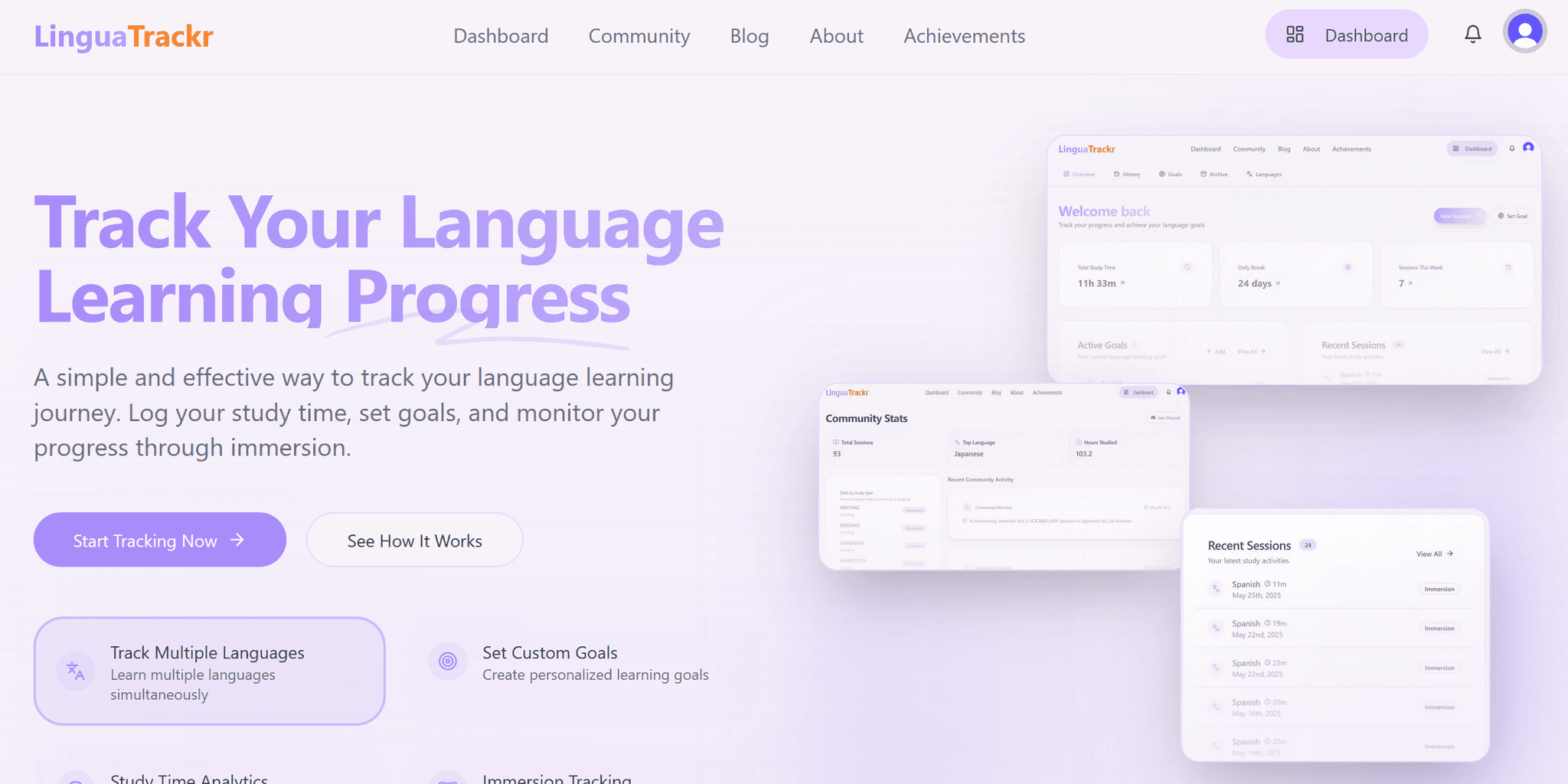 LinguaTrackr screenshot
